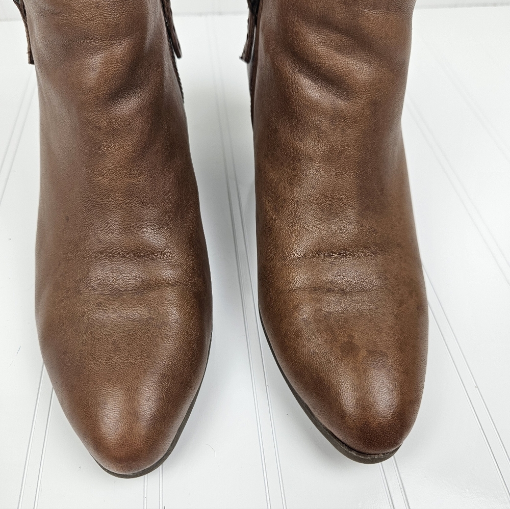 Frye Judith Zip Up Brown Booties - Picture 5 of 9